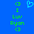 Pixelated green text and symbols on a solid blue background, with a light blue heart symbol at the top center.