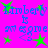 A bright pink background features blue text reading 'Kimberly is awesome' with green stars, where the star positions shift between frames.