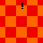 Animated pattern of red and orange squares with four black exclamation marks on a checkered background.