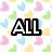 Pixelated text 'ALL I Want Is Love' over a heart-patterned background with two distinct color schemes.