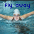 Pixelated image of a swimmer in mid-stroke with arms extended, blue water background, and 'Fly away' text above.