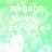 Pixelated text reads 'megann loves steffie' over a green and white pixelated background with faint light effects.