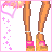 A 4x3 contact sheet of pixel art frames showing a cartoon woman in pink attire with heart motifs and text phrases about being 'hot' like her, displayed on a gray background.