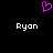 A static pixel art image with a black background, featuring two white 'Ryon' text labels and one pink heart symbol above them.
