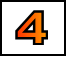 A static orange number 4 with black outline on white background, next to a pixelated orange dinosaur-like creature waving.