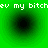 Green background with four black circular gradients and repeated white text reading 'ev my bitch' in pixelated font.