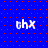 Blue background with red dots and four white 'chx' text elements arranged in a