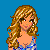 Pixelated cartoon-style contact sheet showing three frames of a female character in blue and silver outfit with text "Want My Number?" on solid blue background