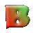 Six 3D-rendered letter B icons with red-to-green gradient, each featuring two circular cutouts and a rounded top-left corner on a gray background.