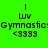 Green background with black text 'LUV', 'Gymnastic:Gymnastics', and '<3333' across four , each containing a pink rectangular overlay in different positions