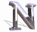 Metallic 3D letter N with silver highlights and dark gray base, casting a shadow on white background