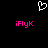 White pixelated heart symbol above two identical pink text strings on black background.