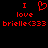 Red pixelated text and symbols on black background: 'I' above a heart symbol, then 'love', then 'brielle(333)' repeated side-by-side.