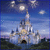 Pixelated split image shows a castle under night sky on left and text 'I wish I lived there=)' on right.