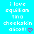 Pixelated text on cyan background with animated heart and arrow symbols changing across frames.