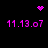 Pixelated pink heart and starburst icons alternate above identical date-time text on a black background.