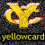 Static pixelated icon featuring a yellow musical note with red accents on dark gray background and "yellowcard" text below.