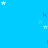 Blue background with scattered white stars and blue 'k' characters floating upward, gray rectangle in bottom-right corner.