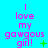 A bright cyan background displays repeated pink text reading 'I love my gawgous girl!' with green symbols changing across three