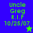 A split-screen digital icon with blue and green backgrounds displaying 'Uncle Greg R.I.P 10/25/07' text, featuring a star symbol that changes color between frames.