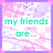 Four pixelated display text fragments on pastel backgrounds with polka dots and floral patterns