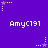 Purple background with repeated white pixelated text 'AmyC191' and alternating star-and-dot patterns in corners.