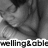 Black-and-white image of a person's face with visible hands, partially obscured text reading "welling&able" at the bottom.