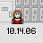 Pixel art animation of two characters in a school hallway with lockers, showing sequential interactions including standing, turning, and gesturing.
