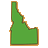 Green pixelated shape resembling Idaho state outline with brown border on gray background.