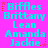 A static image with a bright pink background displays repeated text in cyan font, each instance framed by red and orange star-like shapes.