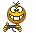 A 5x5 contact sheet of animated frames showing a yellow cartoon character with black limbs and antennae performing various poses and expressions against a gray background.