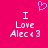 Pixelated pink background with white text reading "I Love Alec<3" and a small pixelated heart above the text.