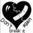 Black heart-shaped icon with white yin-yang symbol inside, surrounded by pixelated gray text fragments on white background.