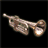 Animated contact sheet showing five sequential frames of a trombone icon with metallic texture and visible bell, slide, valves, and mouthpiece against black background.