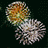 Pixelated fireworks display on dark background with cyan text reading 'moira is my bffeaeeae' in blue font.