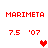 Red pixelated text and heart symbols arranged in a with two distinct heart colors on a white background