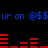 Blue text 'ur on @$' repeats across black background with red bar graphs below each instance, alternating between two distinct bar graph patterns.