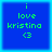 Blue square icon with green text reading "i love kristina <3" on a blue background, displayed in four identical