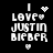 Pixelated text 'I LOVE JUSTIN BIEBER' with heart symbols on black background, four variations showing animation changes in heart and star-like pixel clusters.