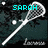 Pixelated image of a white lacrosse stick on dark teal background with cyan text reading 'SARAH LOVES LACROSSE' and 'Lacrosse' text below.