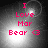 Pixelated text 'I Love Mar Bear <3' in bright pink on a grayscale gradient background with a circular light effect.