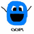 Blue pixelated character with wide eyes, open mouth, and two antennae-like appendages on a white background.