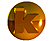 Animated contact sheet showing 12 frames of a golden spherical icon with brown 'K' lettering rotating around its surface against gray background.