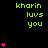 Green text 'kharin luvs you' repeats across black background with pink heart symbols in varying quantities and positions.