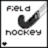 A field hockey stick and ball icon with 'field hockey' text on a white background, next to peace signs and the word 'equals', plus a pink 2016 calendar.