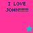A split-screen image with four quadrants displaying 'I LOVE JOHN!!!!!!' text and star symbols in varying colors.