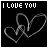Two side-by-side animated frames of a black background icon with white pixelated text and gray heart outlines, showing slight frame-to-frame changes in the hearts' positions.