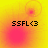 Yellow and pink gradient background with four identical 'SSFL<3' text blocks arranged in a , each containing a small circular red dot animation