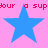 Four blue stars on a pink background with red pixelated text reading "sup" and partial words above each star.