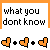 Pixelated text and orange heart symbols arranged in a with white background, showing repeated patterns of 'what you dont know is for your every lie' and 'a million tears fall from these eyes'